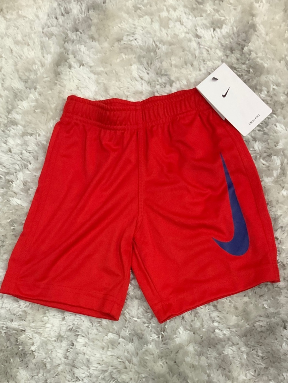 Nike Red Shorts with Blue Swoosh - Kids